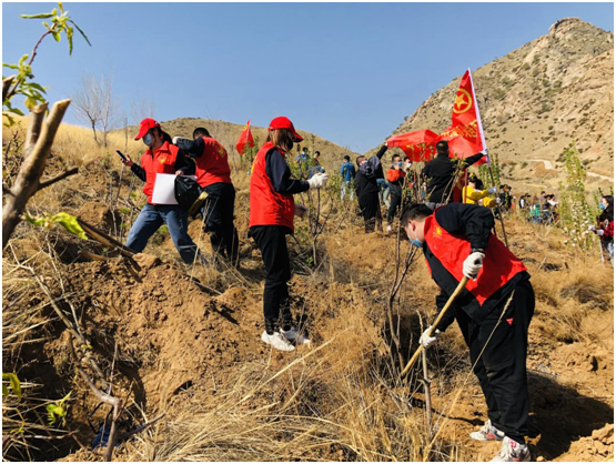 包头团市委开展“保护母亲河 争当‘河小青’”青年文明号植树活动